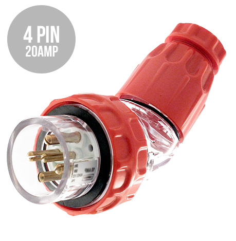 3 Phase Plug - 4 Pin - 20 Amp Angled