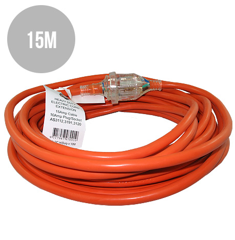 15M Heavy Duty Extension Lead Orange